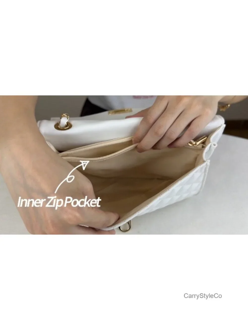 Quilted Faux Leather Chain Strap Crossbody Bag for Women